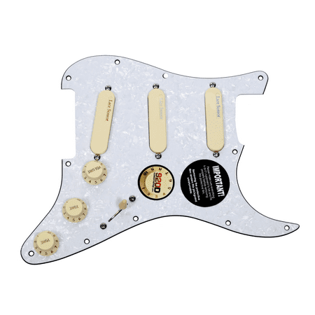 Fender Strat White Pearl Loaded Pickguard Lace Sensor Pickups Blue Silver