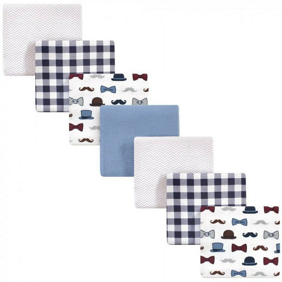 Little Treasure Baby Boy Cotton Flannel Receiving Blankets, Handsome Fella 7-Pack, One Size