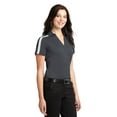 thumbnail image 4 of Port Authority Ladies Silk Touch Performance Colorblock Stripe Polo-4XL (Steel Grey/ White), 4 of 6