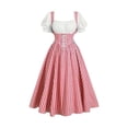 thumbnail image 2 of KICILVS Medieval Dress for Women Color Block Corset Lace Up Front Vintage Gingham Peasant Dress Halloween Party Festive Outfit, 2 of 7