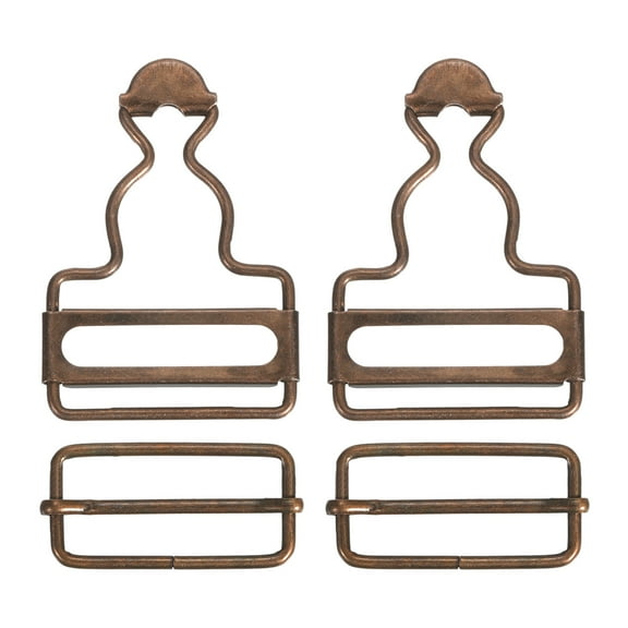 Overall Buckles 2 Sets Metal Suspender Replacement Buckles 35mm Copper Tone