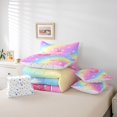 thumbnail image 6 of Manfei Kawaii Monogram J 7-Piece King Bedding,Cute Rainbow Dessert King Bed in a Bag,Pink,Colorful Stars Reversible, 6 of 7