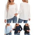 thumbnail image 4 of Blusa, Blusa suelta para mujer Tallas grandes Manga larga Vintage Camisas sólidas para descansar Vac Abody Pequeña, 4 of 7