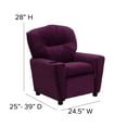 thumbnail image 5 of Emma + Oliver Purple Microfiber Kids Recliner with Cup Holder, 5 of 13