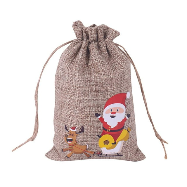 Bolsa De Regalo De Lino De Navidad, Joyería De Papá Noel, Bolsa De Regalo De Almacenamiento De Dulces De Chocolate Para Niños, Decoración De Fiesta De Navidad 10 Uds. Advancent HA042679-06