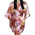 thumbnail image 3 of Women's Floral Satin Kimono Short Bridesmaid Robe With Pockets - Silky Touch, 3 of 6