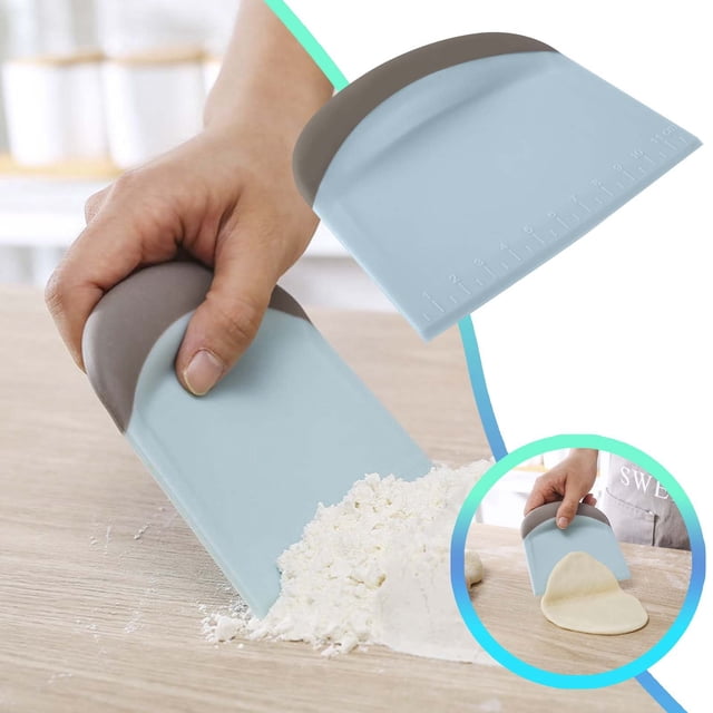Riforla Bowl Spatula & Scraper Flexible Plastic Multipurpose Kitchen Cutter Tool Food Scrappers for Bread Dough Baking Cake Fondant Icing Bakeware Blue