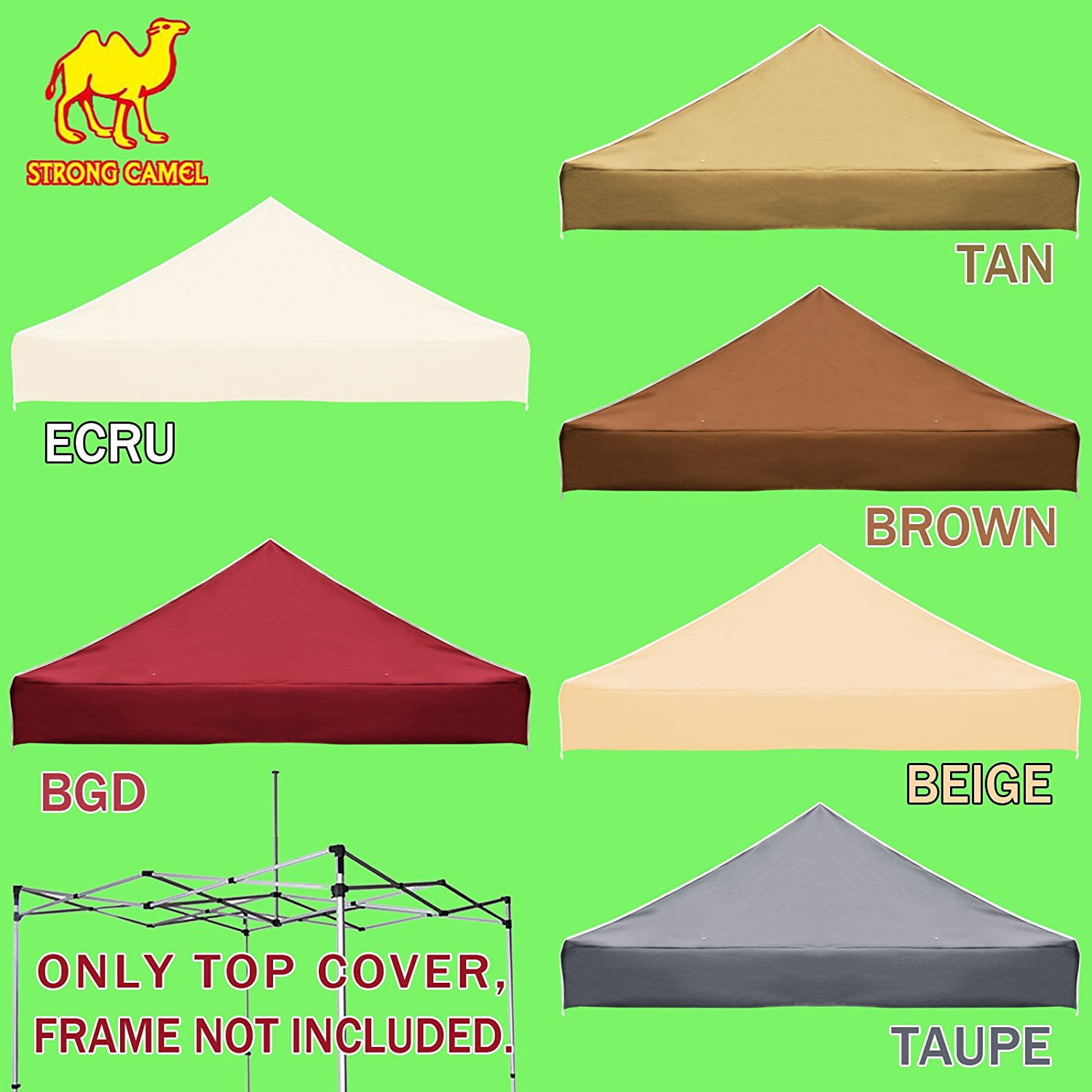 Sunny Ez 117” x 117” Brown Pop Up Outdoor Canopy, Polyester UV Rays Protection