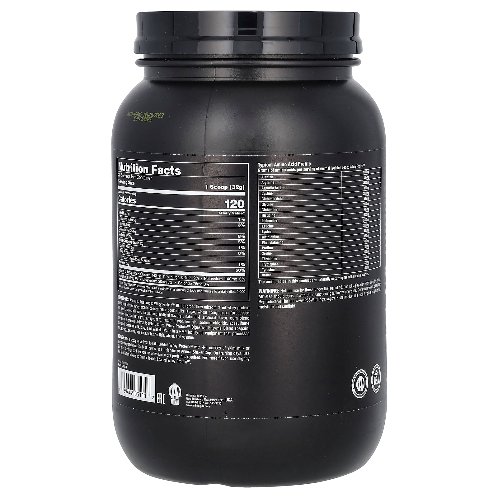 Animal Isolate Loaded Whey Protein Powder, Cookies & Cream, 2 lb (907 g)