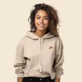 thumbnail image 3 of Dalix Pizza Embroidered Fleece Cropped Hoodie Cold Fall Winter Women in Heather Dust M Medium, 3 of 5