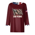 thumbnail image 6 of Youpwaven America 250th Anniversary Women's 3/4 Sleeve Top, USA 250 Years Patriotic Graphic Shirt, 4th of July Waving Flag Crew Neck Tee with Contrast Trim, 6 of 7