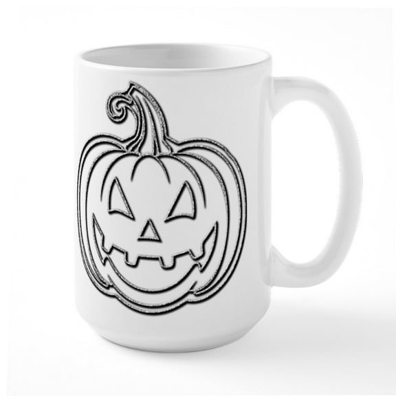 CafePress - Glittery Pumpkin - 15 oz Ceramic Large White Novelty Mug