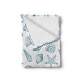thumbnail image 2 of Ocean Soft Flannel Fleece Blanket, Beach Sea Shells Nautical Starfish Cockleshell Starfish Aquatic Illustration, Cozy Plush for Indoor and Outdoor Use, 70" x 90", Petrol Blue White, by Ambesonne, 2 of 6