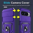 thumbnail image 5 of KOMI Case Compatible with Google Pixel 9 Pro XL Built in Slide Camera Lens Cover+Screen Protector+Finger Ring Holder Kickstand,Heavy Duty Shockproof Full Body Protective Phone Cover, Purple, 5 of 5