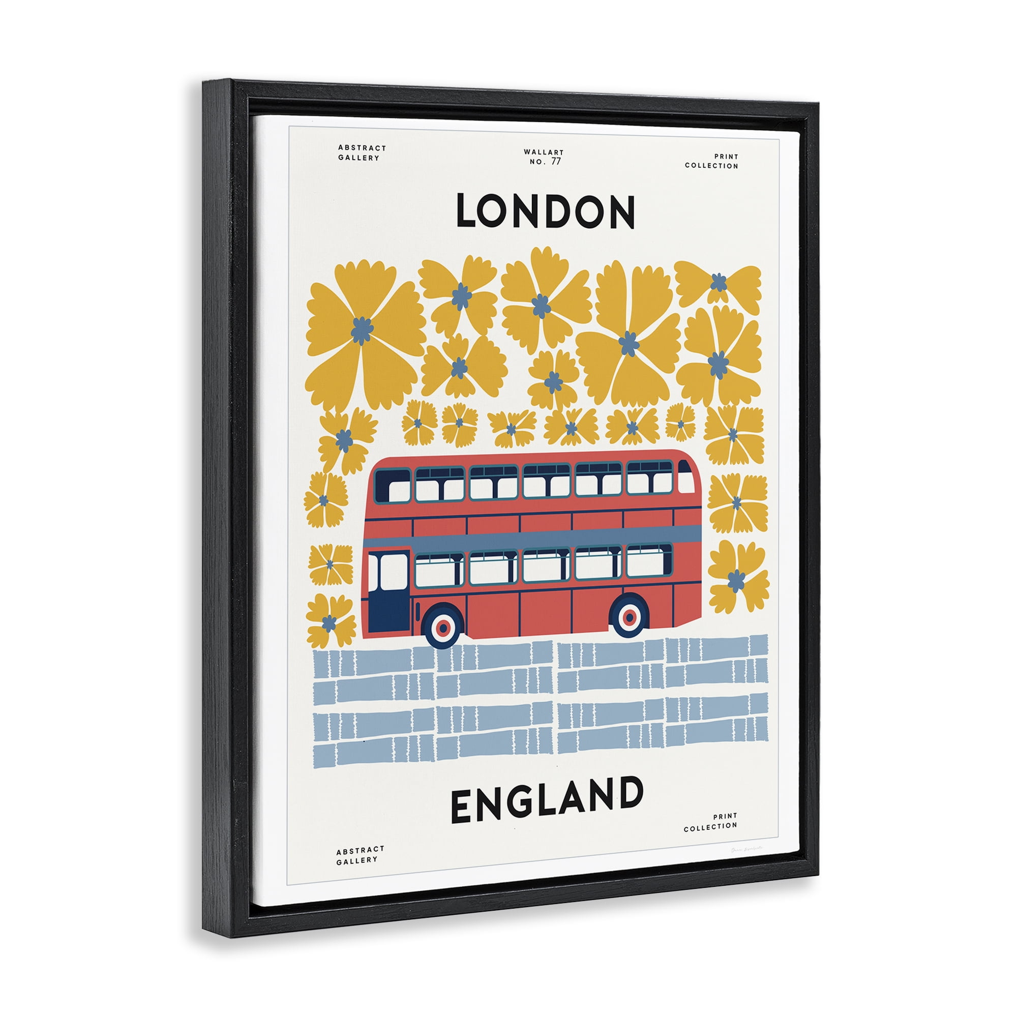 Stupell Industries Groovy London Bus Black Framed Floater Canvas Wall Art, design by Omar Escalante