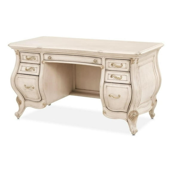 Michael Amini Platine de Royale Wood Vanity Desk - Champagne Ivory