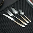 thumbnail image 3 of Water Plated Gold Star Diamond Knife and Fork Stainless Steel Tableware Set Hotel Western Food Steak Knife and Fork Spoon CST, 3 of 6