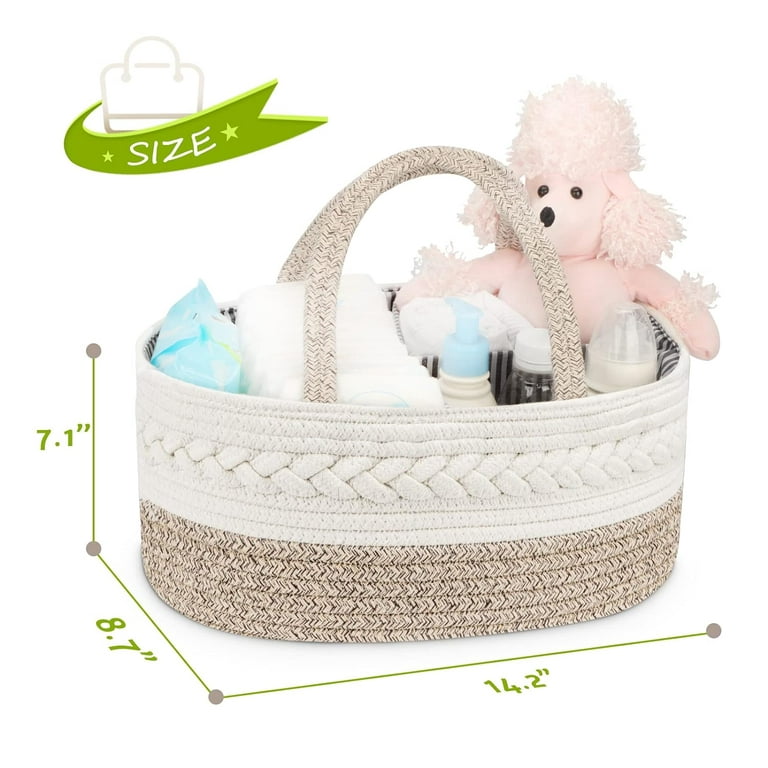 Maliton Diaper Caddy Organizer for Baby, Cotton Rope Baby Gift Basket,  Portable Diaper Organizer for changing table, Diaper Nursery Storage  Organizer for Baby Stuff, Baby Shower Gifts for Newborn Large A-Brown 