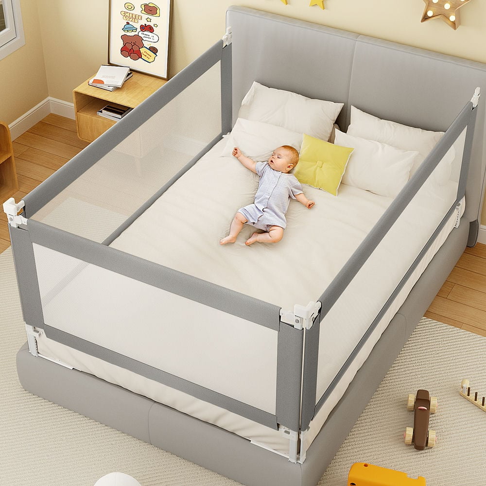 Spaco 2 Pieces 78.7" Bed Rail for Toddlers, Detachable Baby Bed Rail Guard, Suitable for Queen, Full, Bed Rails for Toddlers and Baby, Gray