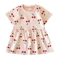 thumbnail image 1 of Coerni Bébé Mignon T-Shirts Robes Imprimé Cerise Manches Courtes Été Fillettes Coton Robe Décontractée Col Rond Anniversaire, 1 of 6