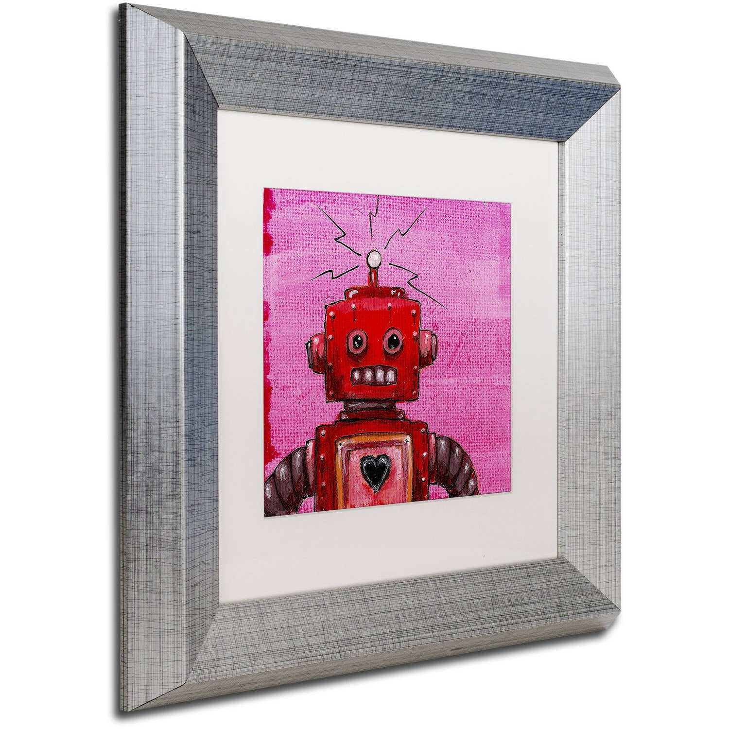Trademark Fine Art 'Orangebot' Canvas Art by Craig Snodgrass, White Matte, Silver Frame