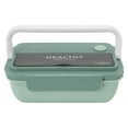 thumbnail image 2 of Lunch Container, Plastic Independent Space Easy To Clean Large Capacity 1100ml Salad Container With Chopsticks For Students For School Purple,Green,Blue Yellow,Tender Pink, 2 of 8
