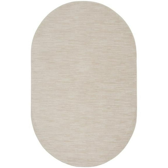 HomeRoots 522300 0.25 x 72 x 108 in. Cream Power Loom Oval Area Rug