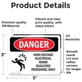 thumbnail image 2 of (2 Pack) High Voltage Electrical Room OSHA Danger Sign 5 Inch X 3.5 Inch Vinyl Label Decal Sticker Weather Resistant, UV Protected for Workplace, Business, and Construction Site, Made, 2 of 7