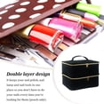thumbnail image 4 of Vogacara Caja de almacenamiento de esmalte de uñas, organizador portátil de doble capa, aceite esencial cosmético, bolso de mano de gran Bolsas de maquillaje Negro, 4 of 6