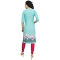 thumbnail image 4 of Bimba Women's Aqua Moss Georgette Kurti Summer Wear Printed Tunic Kurta-18, 4 of 7