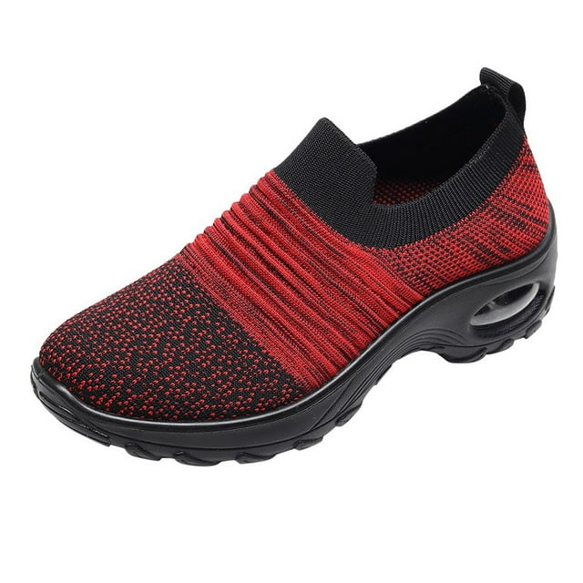 Dsscvnef Chaussures Confortables à Enfiler pour Femmes, Semelle Souple, Compensées, Extérieur, Maille Solide, Course, Mode, Sport, Respirantes