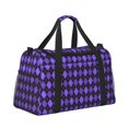 thumbnail image 2 of Balery purple argyle Bolsa de Gimnasio para Mujeres, Bolsa de Viaje con Bolsillo Húmedo, Bolsa de Fin de Semana para Mujeres, Bolsa de Viaje Resistente al Agua, 2 of 7