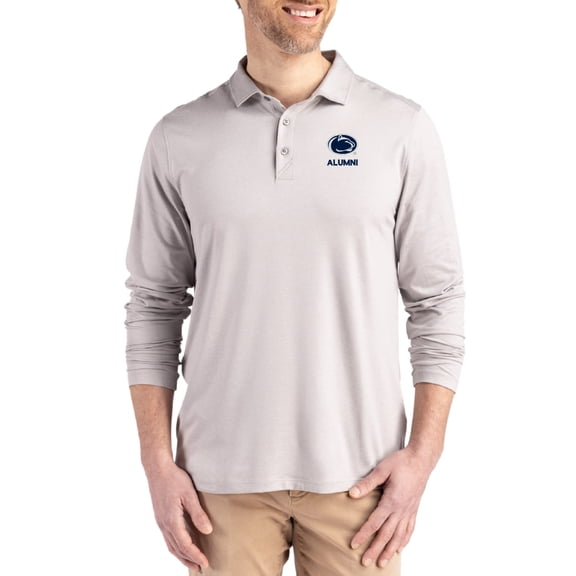 Men's Cutter & Buck  Gray Penn State Nittany Lions Alumni Coastline Epic Comfort Long-Sleeve Polo