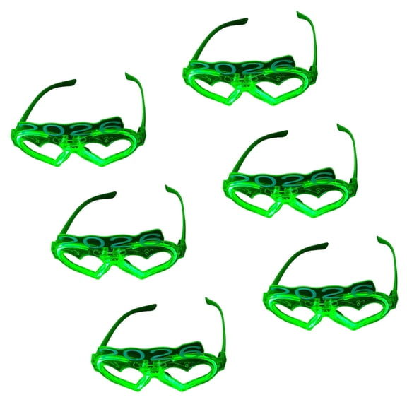 6Pieces Light Up Heart Glasses Multiple Color Option Bar Concert Party Decoration Comfortable Plastic Frame