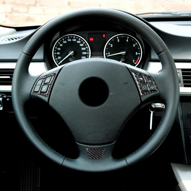 Decoración de fibra de carbono, 3 piezas/juego de pegatinas para volante de coche, materiales de primera calidad