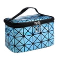 thumbnail image 1 of Fashion Handbag Travel Wash Bag Large Capacity Stripe Lattice Laser Toiletry Bag Zipper Makeup Bag Women Cosmetic Bag Korean Storage Bag LIGHT BLUE, 1 of 8