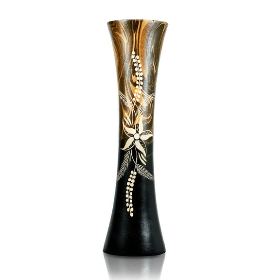 AeraVida 14" Floral Mango wood Vase,
