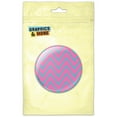 thumbnail image 1 of Blue Chevrons on Pink Pinback Button Pin Badge, 1 of 2