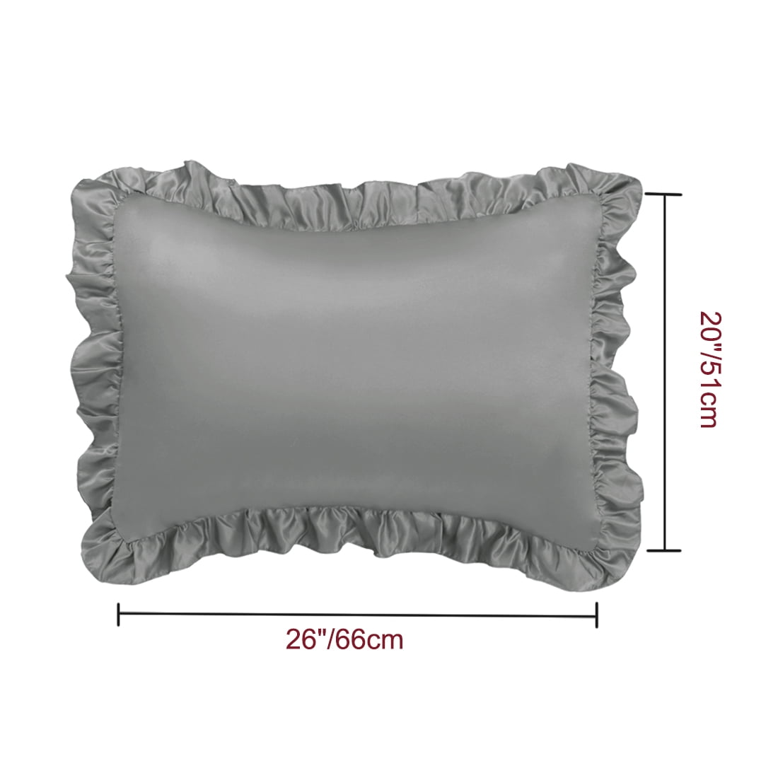 Unique Bargains 2-Piece Satin Ruffled Edge Pillowcases, Standard, Deep Grey