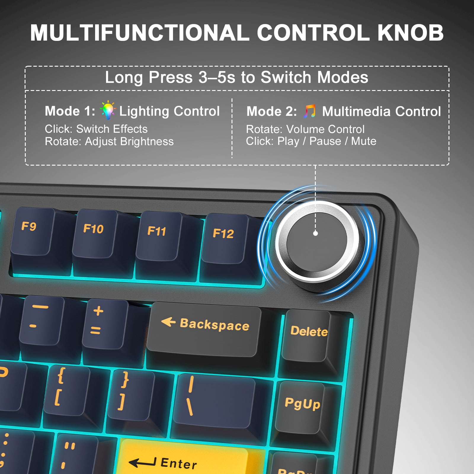 AULA F75 75% Wireless Mechanical Gaming Keyboard, Hot Swappable, RGB Backlit, BT5.0/2.4GHz/Type-C, Pre-lubed Reaper Switches