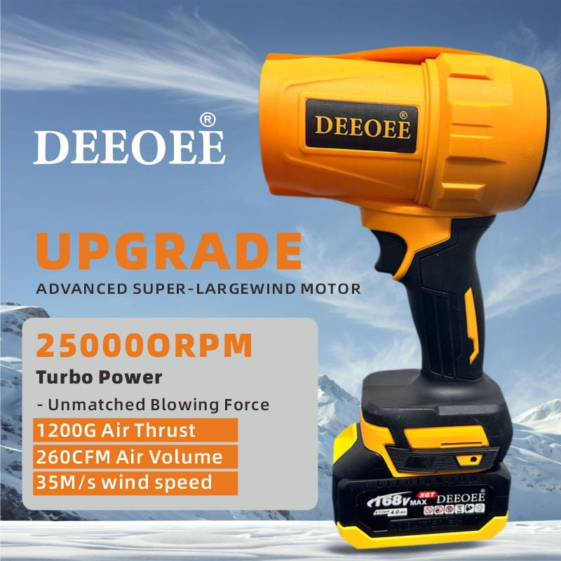 DEEOEE Cordless Turbo Jet Leaf Blower – High-Power Brushless Motor, Violent TurboFan for Car Drying, Dust Cleaning & Snow Removal – Handheld & Lightweight for Outdoor & Garage Use
