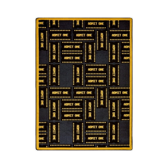 Admit One 5'4" x 7'8" Area Rug In Color Black