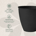thumbnail image 3 of Bloem Arbor 6" Indoor Metal Cachepot - Decorative Planter with Powder-Coated Finish, Removable Drain Plug, Black, 3 of 7