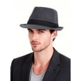 thumbnail image 2 of Spencer Classic 20s Trilby Fedora Hat for Men Felt Short Brim Fedora Panama Hat with Black Band Casual Jazz Cap Manhattan, Gray, 2 of 9