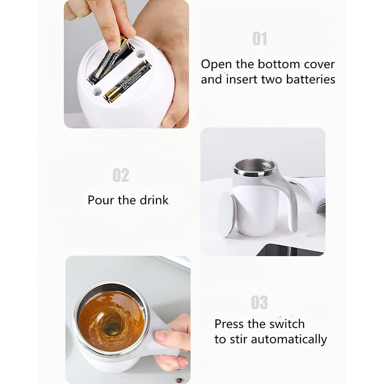 1pc 400ml Stainless Steel Self Stirring Mug Lid With Automatic Coffee  Mixing Function, Automatic Stirring Cup