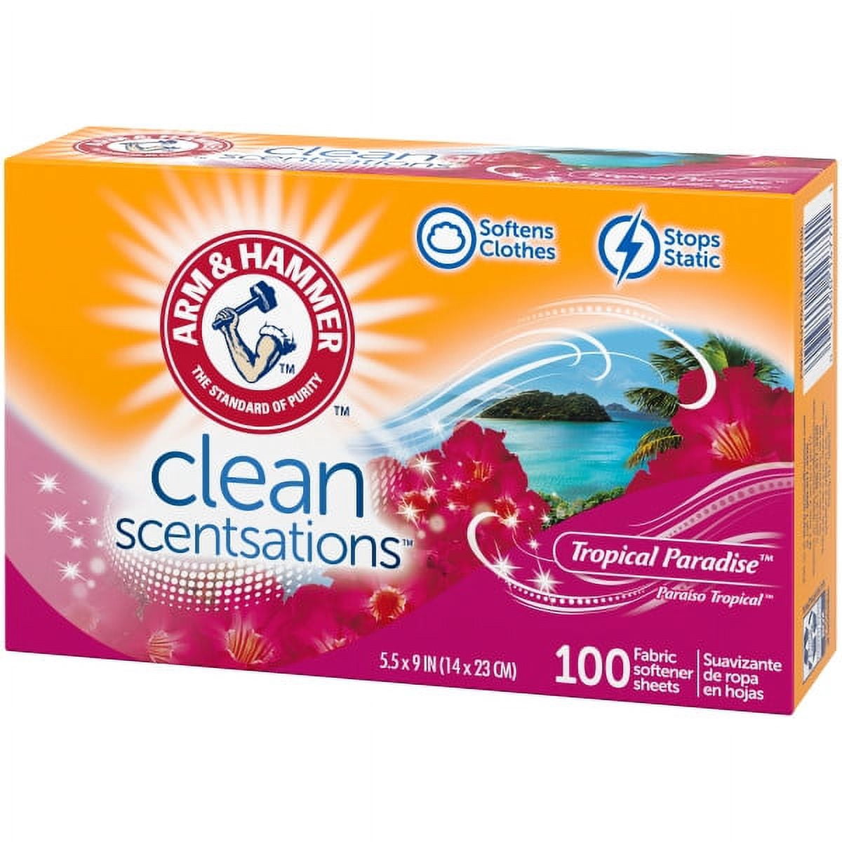 6 Pack of Arm & Hammer Fabric Softener Dryer Sheets, Tropical Paradise Scent, 100 Count