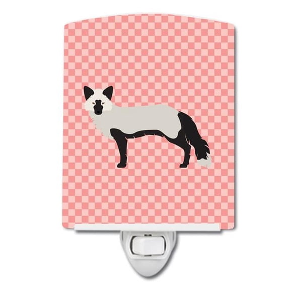 Silver Fox Pink Check Ceramic Night Light