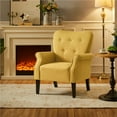 thumbnail image 5 of Yaheetech Modern Upholstered Accent Chair with Wooden Leg for Living Room, Yellow, 5 of 11
