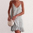 thumbnail image 2 of Pompotops Femmes Solides Manches Courtes Volants Laçage Robe, 2 of 9