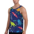 thumbnail image 2 of Gukieu Dinosaurs Print Men's Quick Dry Fitness Vest, Round Neck Sleeveless Fitness Bodybuilding Top-4X-Large, 2 of 7